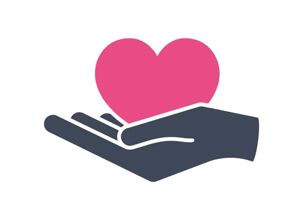 Herz Der Hand Herzlogovorlage Für Transplantation Organ Spende Wohltätigkeit Gesundheit — Stockvektor