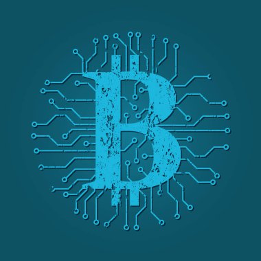 Bitcoin Kripto para birimi simgesi blockchain ile vektör