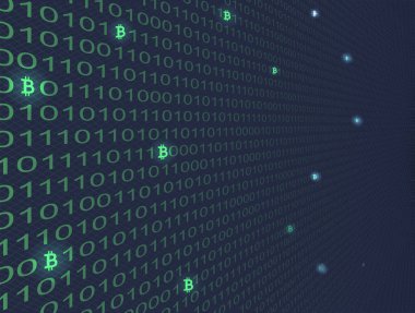 Bitcoin Kripto para birimi arama ikili kod içinde vektör