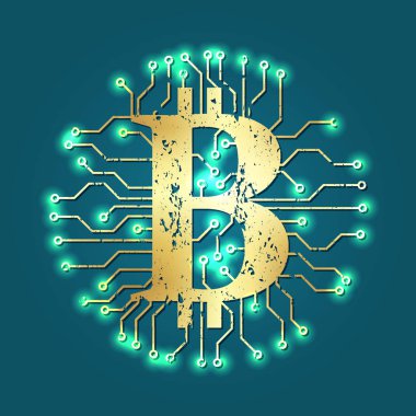 Bitcoin Kripto para birimi simgesi blockchain ile vektör