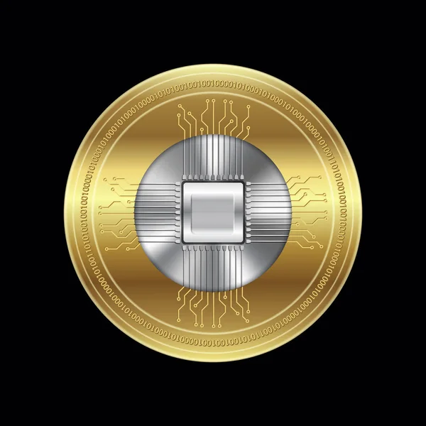 黄金の暗号通貨コイン アイコン ベクトル イラスト — ストックベクタ