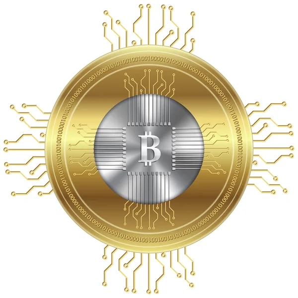 Krypto Waluty Symbol Złote Bitcoin Ikona Ilustracji Wektorowych — Wektor stockowy