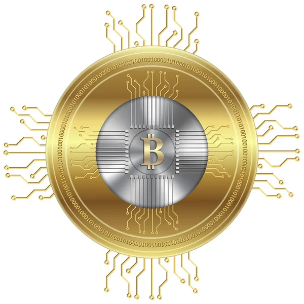 Krypto Valuta Symbol Gyllene Bitcoin Ikon Vektorillustration — Stock vektor