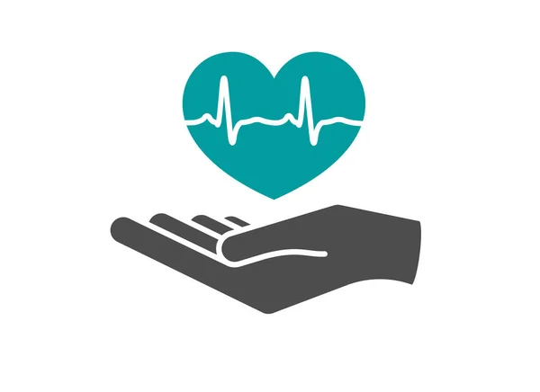 Στο Χέρι Της Καρδιάς Δίνοντας Πρότυπο Λογότυπο Καρδιά Για Μεταμόσχευση — Διανυσματικό Αρχείο