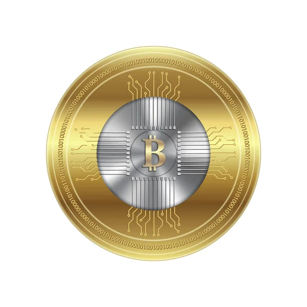 Krypto Valuta Symbol Gyllene Bitcoin Ikon Vektorillustration — Stock vektor
