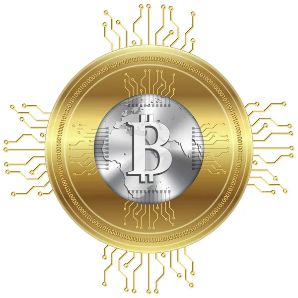 Krypto Valuta Symbol Gyllene Bitcoin Ikon Vektorillustration — Stock vektor