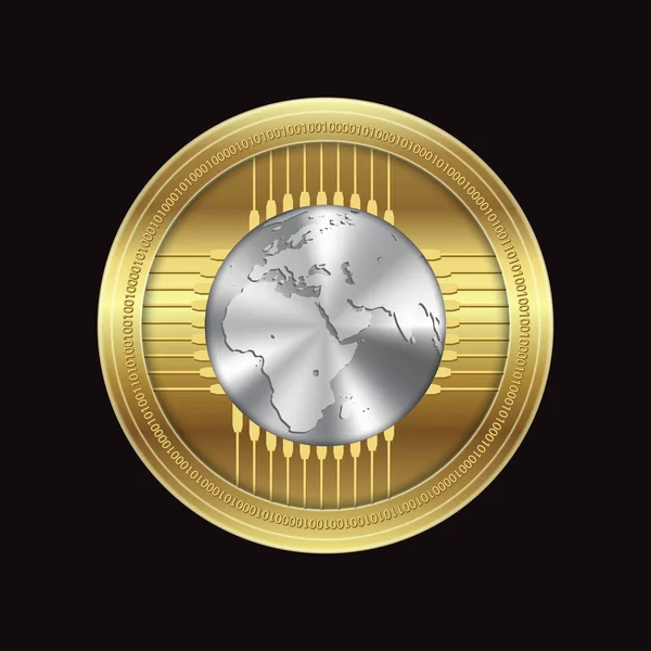Gyllene Krypto Valuta Mynt Ikon Vektorillustration — Stock vektor
