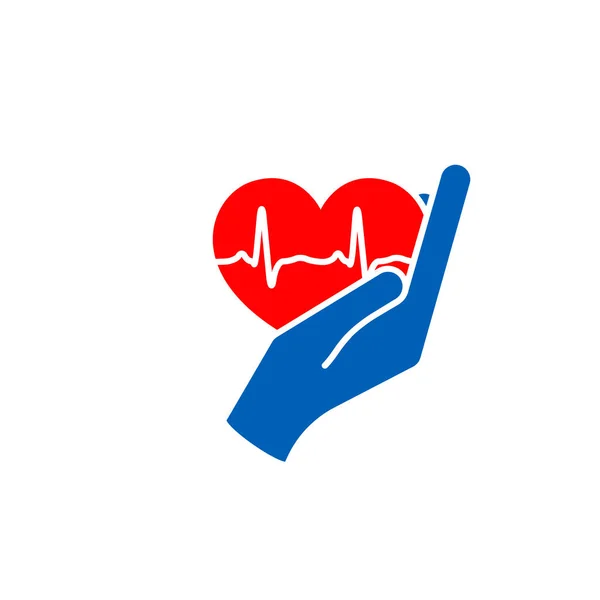 Heart Hand Giving Heart Logo Template Transplant Organ Donation Charity — Stock Vector