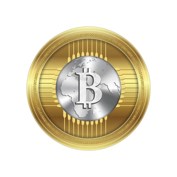 Símbolo Moeda Criptomoeda Ícone Bitcoin Dourado Ilustração Vetorial —  Vetores de Stock
