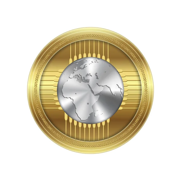Gyllene Krypto Valuta Mynt Ikon Vektorillustration — Stock vektor