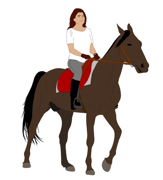 Mulher equitação cavalo 2 — Vetor de Stock
