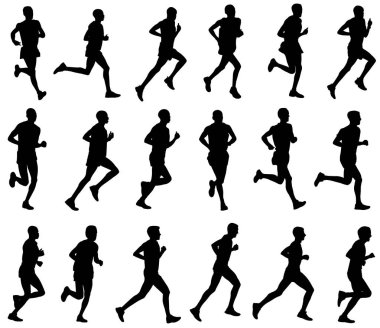 18 maraton koşucular siluetleri