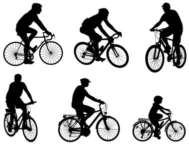 bicyclists siluetleri seti