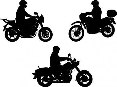 motosikletçiler siluet seti