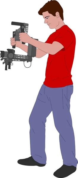 Videographer with handheld steadycam illustration — Stock Vector