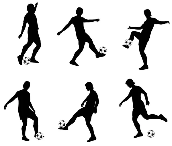 Siluetas de futbolistas — Vector de stock