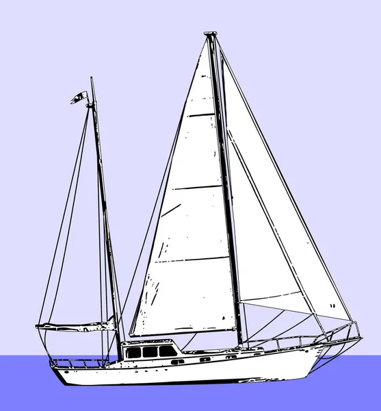 Segelboot Skizze Illustration — Stockvektor