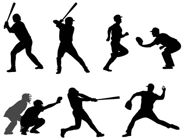 Baseball silhouettes collection 3 — Stock Vector