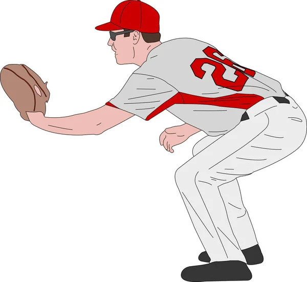 Baseballspieler, detaillierte Illustration — Stockvektor