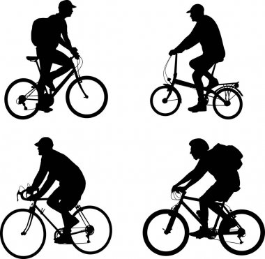 bicyclists siluetleri seti