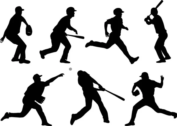 Baseball Silhouetten Kollektion 5 — Stockvektor