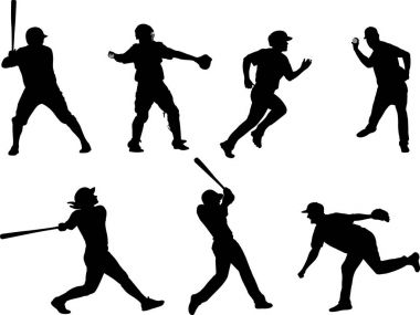 baseball silhouettes collection 6 clipart