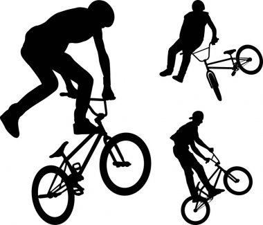 BMX dublör bisikletçiler siluetleri
