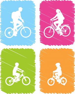 renkli bicyclists Icons set