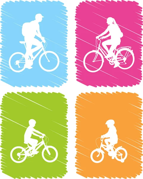 Bicyclistes colorés icônes ensemble — Image vectorielle