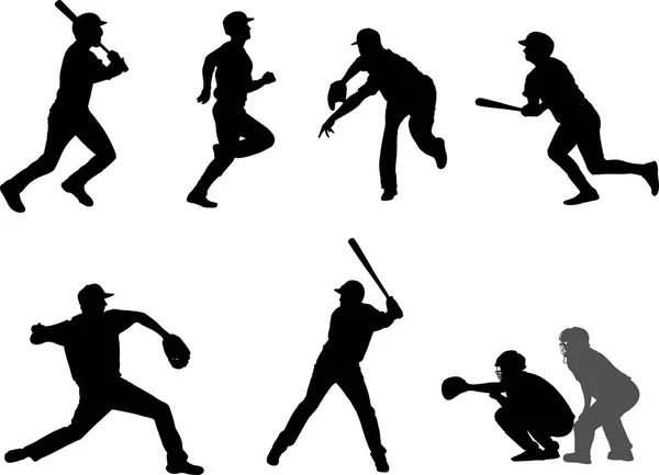 Baseball silhouettes set 7 — Stock Vector