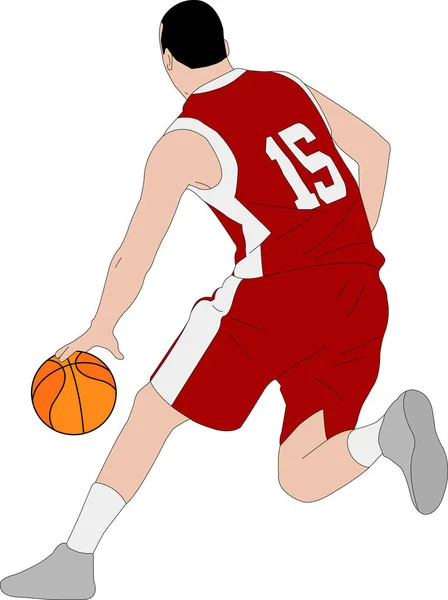 Illustrazione giocatore di basket — Vettoriale Stock