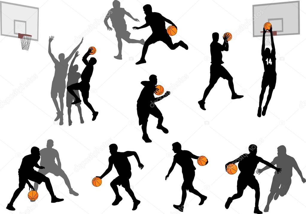 basketball players silhouettes collection 3