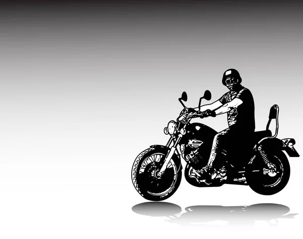 Vintage motosiklet kroki çizim sürme motosikletçi — Stok Vektör