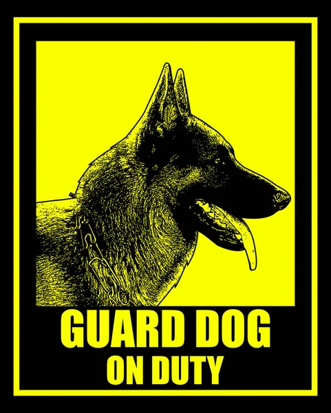 Guard dog on duty sign — Stock Vector