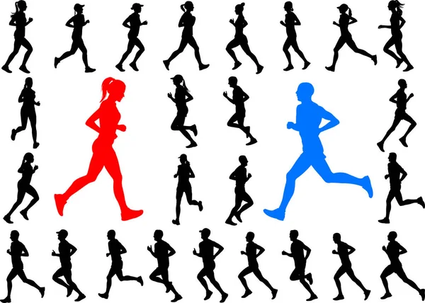 Runners collezione silhouette — Vettoriale Stock