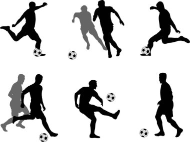 futbol oyuncuları siluetleri collection - vektör