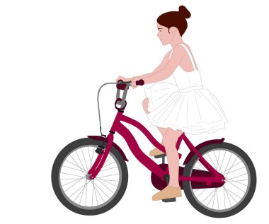 Bisikletli küçük balerin - vektör çizimi