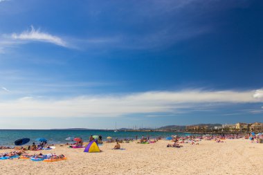Güzel manzara Platja de Palma de Mallorca, Baleares, İspanya