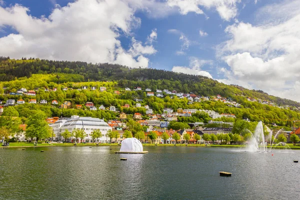 Όμορφη θέα της πόλης Μπέργκεν, Νορβηγία Εικόνα Αρχείου