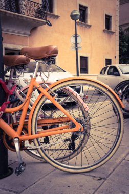 Klasik vintage retro şehir Bisiklet Palma de Mallorca, İspanya