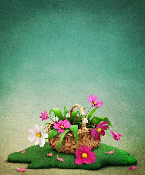 Easter with basket of flowers.