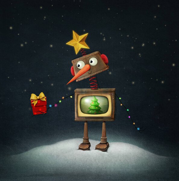 Retro Robot for Christmas — Stock Photo, Image