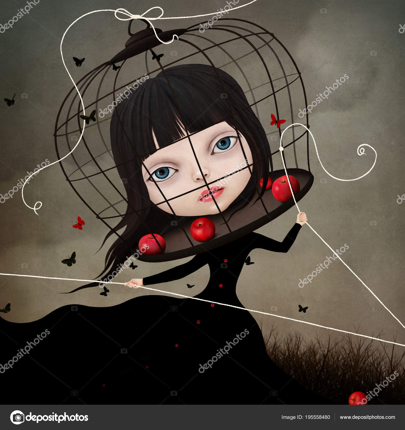Conceptual Illustration Fairy Tale Character Little Snow White