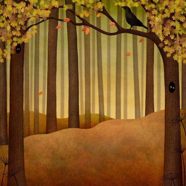 Fantasy drawing texture nature autumn forest background