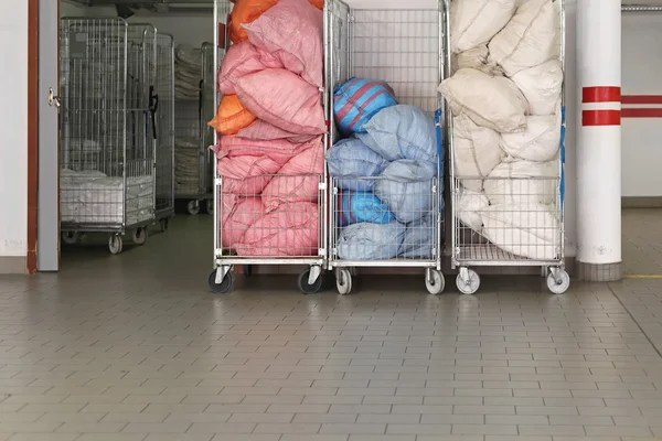 Rolling Laundry Carts — Stock Photo, Image