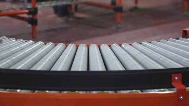 Shipping Packages at Conveyer Rollers — Stockvideo