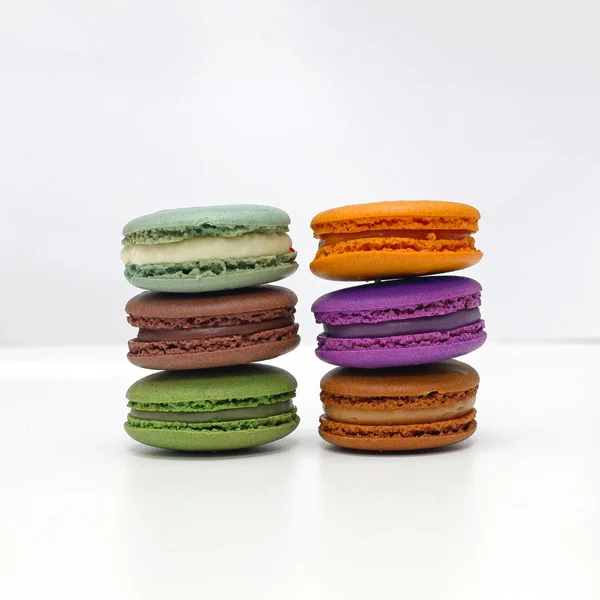 Šesti skládaný Macarons — Stock fotografie