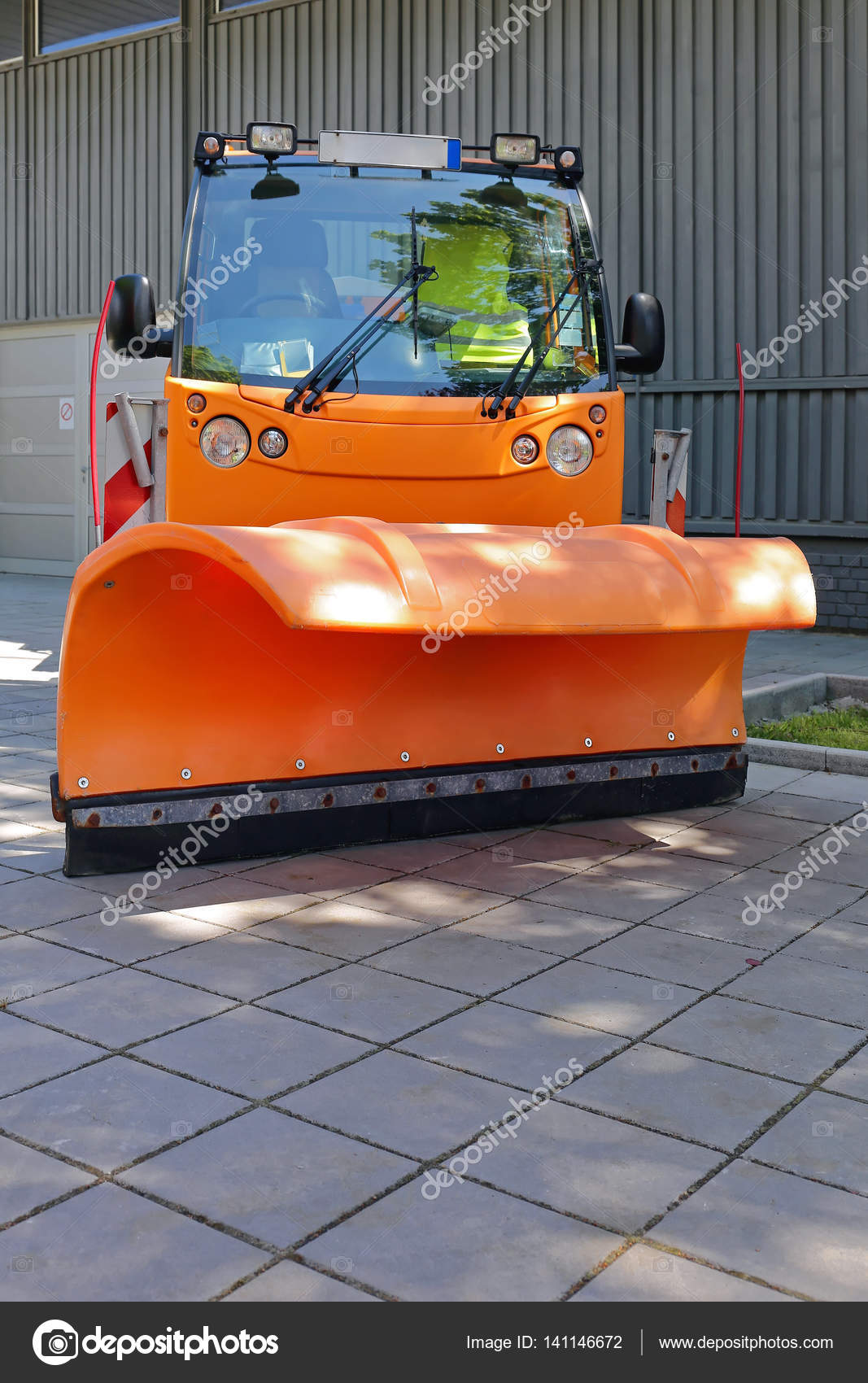 Long Orange Snowplow Stock Photo by ©Baloncici 141146672