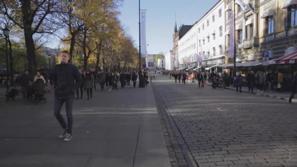 Karl Johans gate Oslo — Stockvideo