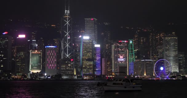 Ночь Гонконг — стоковое видео